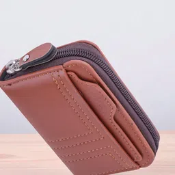szn Men & Women Casual Brown Artificial Leather RFID Card Holder-picture-18