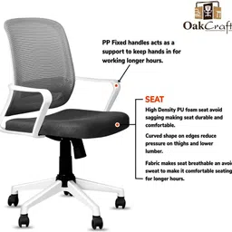oakcraft Ergonomic Home Office Desk White Mesh Chair with Lumbar Back Support Mesh Office Arm Chair image 4