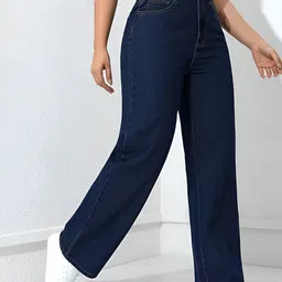 hoc Women Straight Fit Mid Rise Dark Blue Jeans image 4