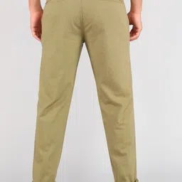 roadster Men Regular Fit Light Green Cotton Blend Trousers image 4