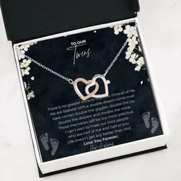 rakva To Our Twins, From Your Husband Twins Gift Twins Necklace Gift Rhodium Zircon Sterling Silver Pendant Set-picture-37