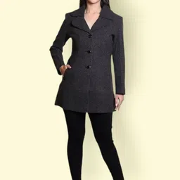 troo blue Women Solid Double Breasted Casual Blazer-picture-18