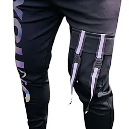 mindsart genz Men Striped Black Track Pants image 2