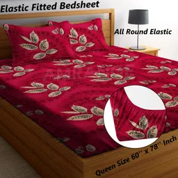 hiyanshi home furnishing 200 TC Polycotton Queen Geometric Fitted (Elastic) Bedsheet image 1