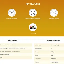 usha SWIFT with 2 Year Warranty Anti Dust 1400 mm Ceiling Fan image 3