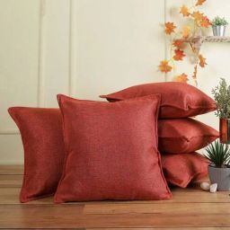 the conversion Orange Solid Jute 16 x 16 Inches Cushion Covers (Set of 5)-picture-29