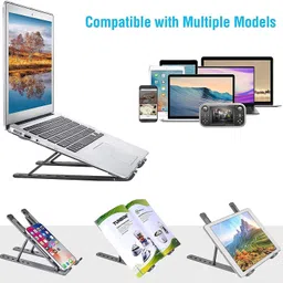 JIBON Portable Prevent Laptop From Overheating Ultra lightweight Aluminium Floor and Desk Stand Rotatable Laptop Stand with Adjustable Height Compatible with Universal Laptops image 5