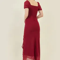 metronaut Women A-line Maroon Maxi/Full Length Dress image 2