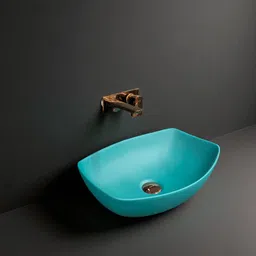 delta Premium Designer Ceramic Wash(Green) with Waste Pipe & Coupling Set (18*13*5)(Green)PB-Mini Table Top Basin image 2
