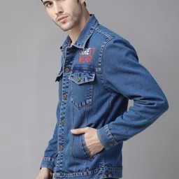 new-18 Men Solid Denim Jacket image 3