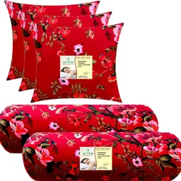 actos Combo Set Of 3 Cushion And 2 Microfibre Floral Bolster Pack of 5-picture-30