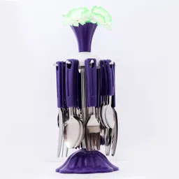 dignesh Rotating Utensil Holder With Knives, Forks & Spoons for Kitchen & Dining Plastic, Steel Cutlery Set-picture-10