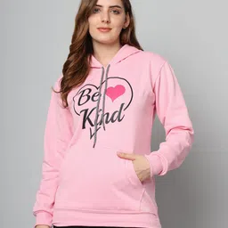 wearspot Women Printed Hooded Neck Pink, Black Sweater-picture-22