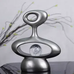 casacraft from pepperfry Elysian Resin Grey Artifact With Crystal Ball (Grey) image 1