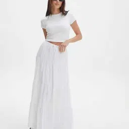 mrfabricse Women Solid Flared White Skirt-picture-21