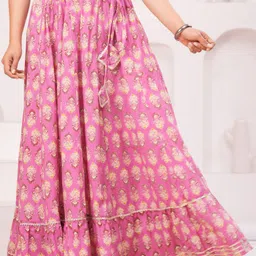 houseofcommon Women Printed Flared Purple Skirt image 3