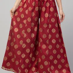 fambee Women Flared Maroon Viscose Rayon Trousers-picture-12