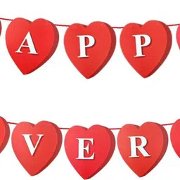 flick in Happy Anniversary Heart Shape Banner Red Heart Shape Love Banner Room Decoration Banner-picture-12