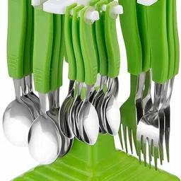 Cutlery Set Knife Fork Spoon Stand 24Pcs Spoon Set With Stand For Home & Kitchen Disposable Plastic, Stainless Steel Cutlery Set-image-67
