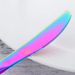 kitchease Silverware Steak Knives Set | 1-Pcs Flatware for Dinner, Party | Rainbow Stainless Steel Cutlery Set image 3