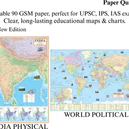 eoimarketing Pack of 2 Indian Physical & World Political Map | 70x100 cm / 28x40 inch | 90 GSM Thick Paper | Extra Quality Print | New Edition with QR Code | SSC, UPSC & Competitive Exams Paper Print Paper Print image 3