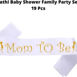 party decorz Marathi Language Baby Shower Props & Sash(Props +English White Golden Sash) image 3