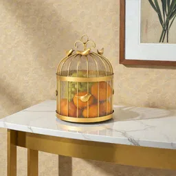 decor whiz Bulbul Fruit Basket Gold Plated Fruit & Vegetable Basket-picture-43