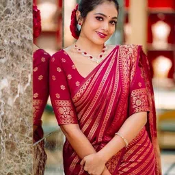 pheasant Printed Kanjivaram Jacquard, Art Silk Saree image 1