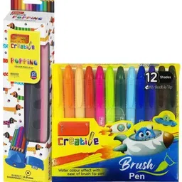 sunrise trading Flair Combo 12 Bright Multicolour Brush Pen & 12 Shades Color Pencil Digital Colorimeter image 2