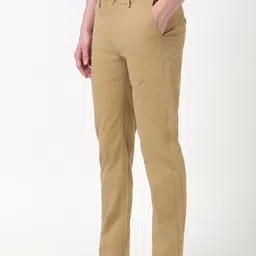 peter england Men Skinny Fit Khaki Cotton Blend Trousers image 4