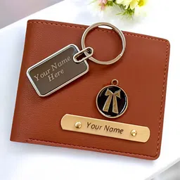 Men Casual Tan Artificial Leather Wallet-image-0
