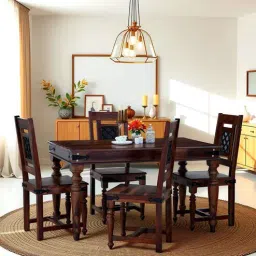 royaloak Hilton Wooden 4 Seater Dining Table Set Sheesham Wood In Brown-picture-25