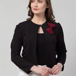 iuga Women Jacket Style Full Sleeve Black Shrug-picture-22