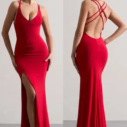 traquila Women Bodycon Red Maxi/Full Length Dress-picture-14