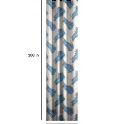 Blue Floral Polyester 9 Ft Semisheer Eyelet Door Curtains (Set of 2) by Cortina image 5