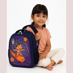 mous Adorable Navy Blue Space Girl Small Kids Bag Waterproof School Bag-picture-30