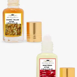 Menjewell Pack Of 2 Champa Yellow & Rose fresh Attar image 5