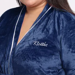 KLOTTHE Women Plus Size Woolen Belted Bath Robe image 4