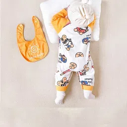 StyleCast Infant Boys Graphic Printed Pure Cotton Romper With Bib image 5