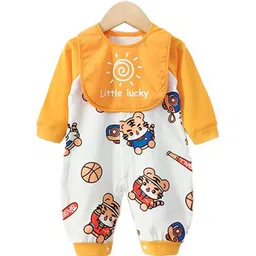 StyleCast Infant Boys Graphic Printed Pure Cotton Romper With Bib image 2