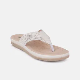 DressBerry Women White Textured Open Toe Flats With Laser Cuts image 2