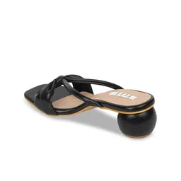 ELLE Black Embellished Block Pumps with Bows image 5