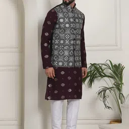 SOJANYA Ethnic Motifs Embroidered Regular Thread Work Kurta with Churidar image 4