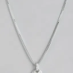 Carlton London Silver Toned Rhodium Plated with Round Floral Pendant with Chain image 3