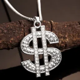 The Roadster Lifestyle Co. Silver-Plated American Diamond-Studded Pendant & Chain image 3