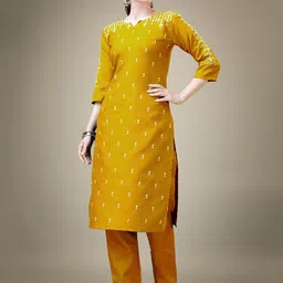 Rujave Floral Embroidered Regular Thread Work Kurta with Churidar-picture-29