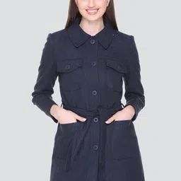 HONNETE Women Solid Winter Trench Coats-picture-18