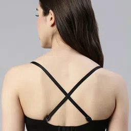 Enamor Black Non-Wired Non Padded Full Coverage Balconette Bra With Detachable Straps A019 image 4