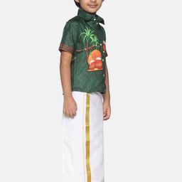 Sethukrishna Boys Green & White Printed Shirt-picture-44