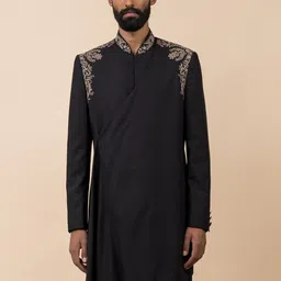 Tasva Men Black Embroidered Sherwani Set image 5